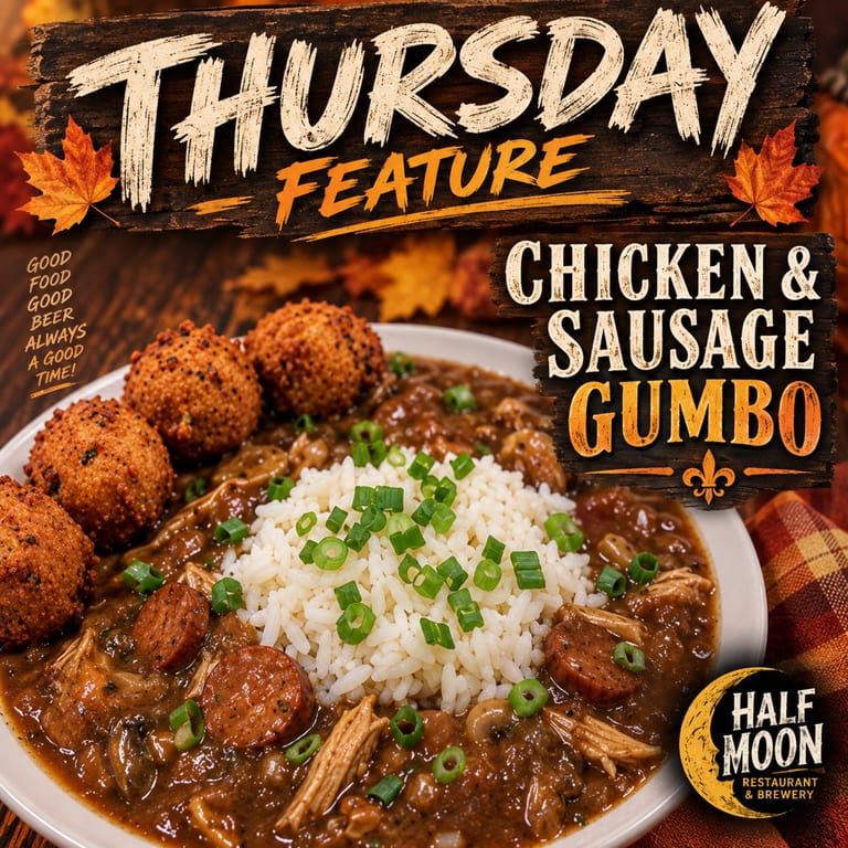 Chicken & Sausage Gumbo w/ Cajun Corn Fritters!!