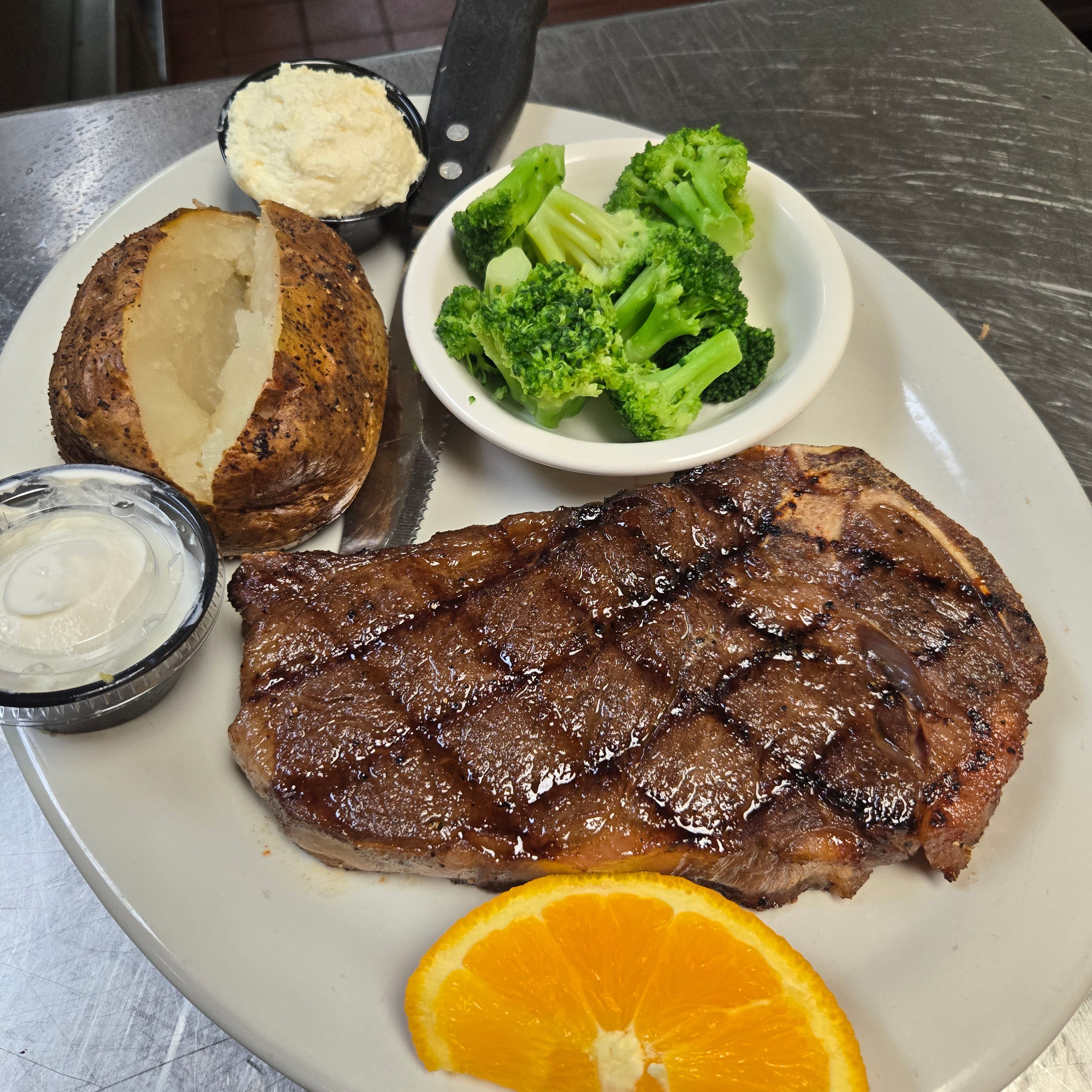 Bone in New York Strip.