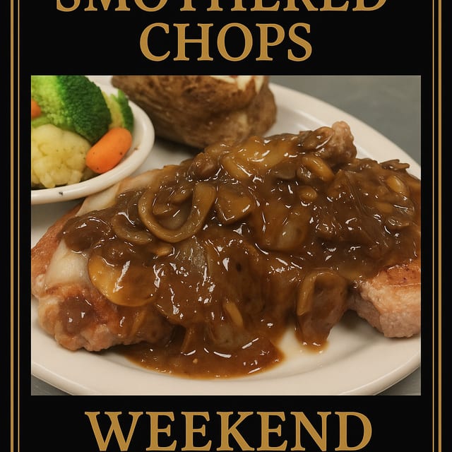 SMOTHERED CAJUN PORK CHOPS.