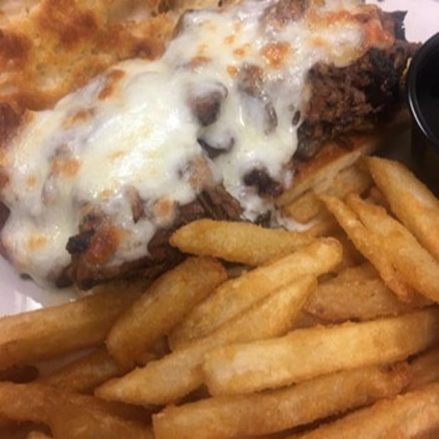 Italian beef sandwich.